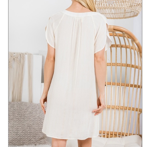 Cream flowing mini dress for summer NEW! Cute 😍 - Picture 3 of 15